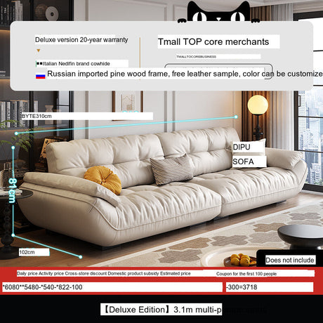 DIPU Cassius Minimalist Cream Leather Sofa from DIPU