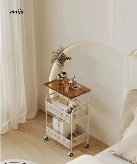 Gladys Movable Bedside Table and Storage Cart from Yeter