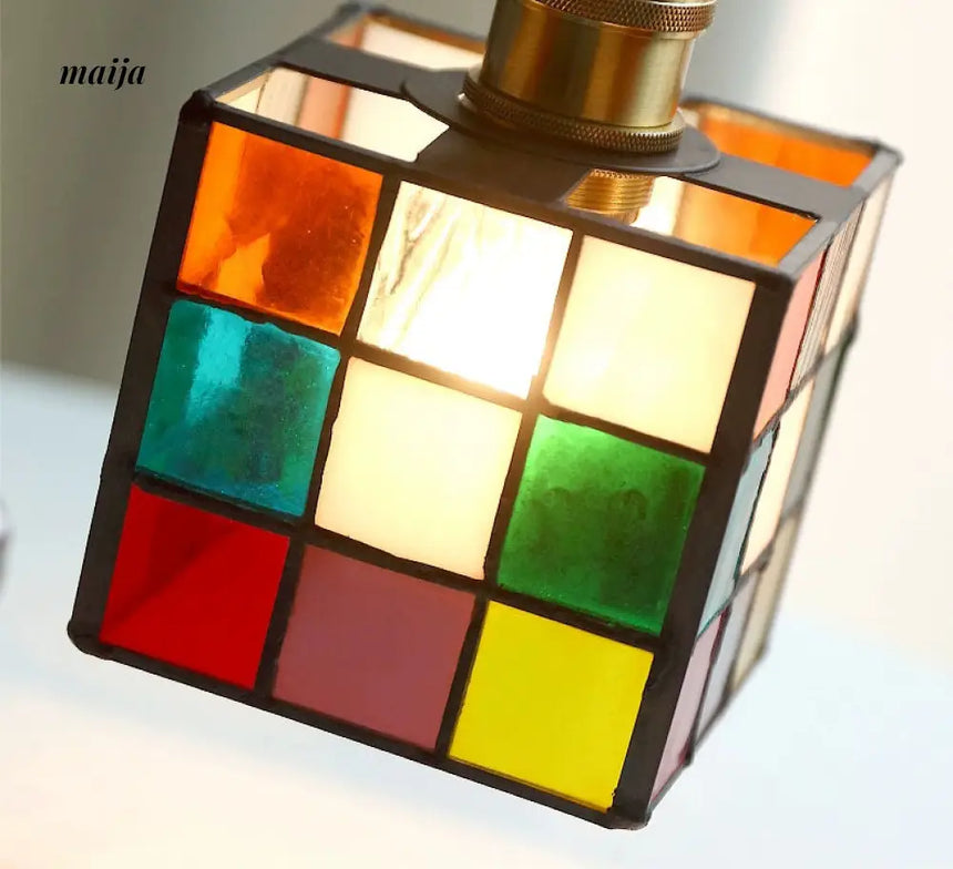 Stained Glass Rubik Glass Pendant Light from maija
