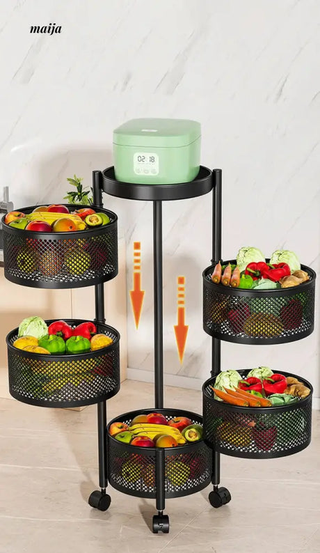 Kitchen Rotating Multifunctional Storage Trolley from maija