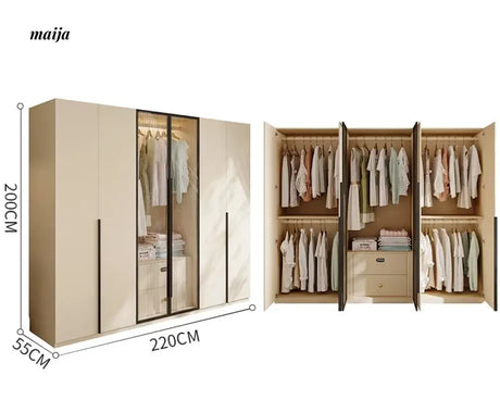 MEIHOUSE Cream Bedroom Wardrobe Flat Door Storage Cabinet from MEIHOUSE