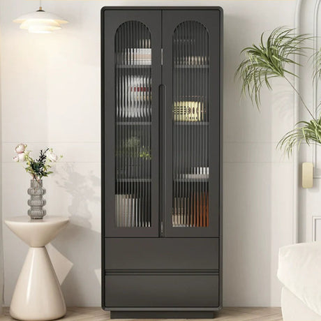 LINYUE Evelyn Solid Wood Cream Glass Door Bookcase from LINYUE