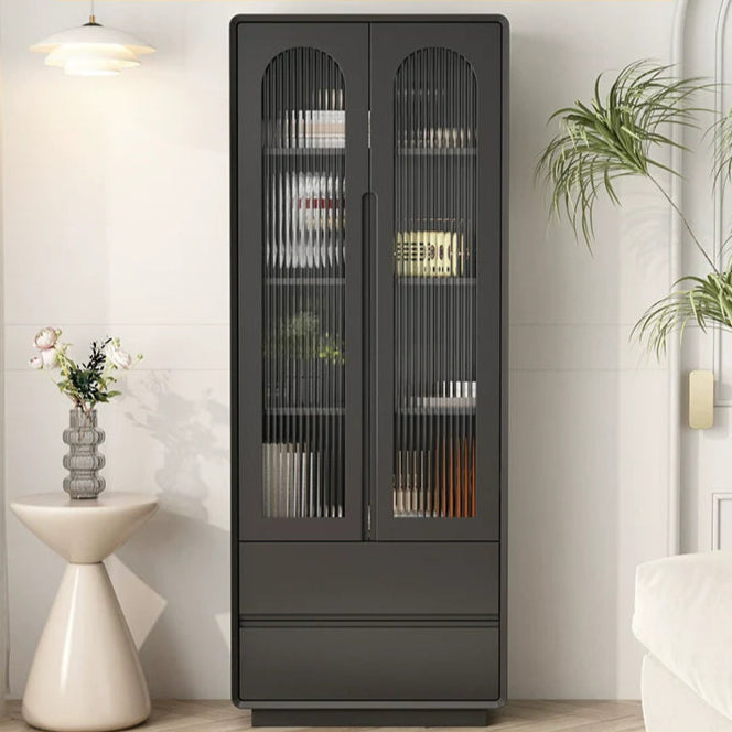LINYUE Evelyn Solid Wood Cream Glass Door Bookcase from LINYUE
