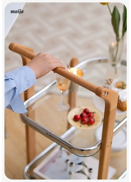 LOWERLEFT Wooden Glass Swivel Cart from Lower Left