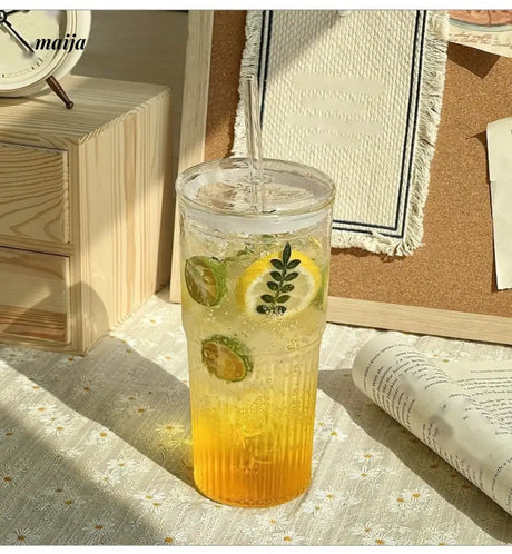 BANKE Large Capacity Glass Cup with Lid and Straw from BANKE