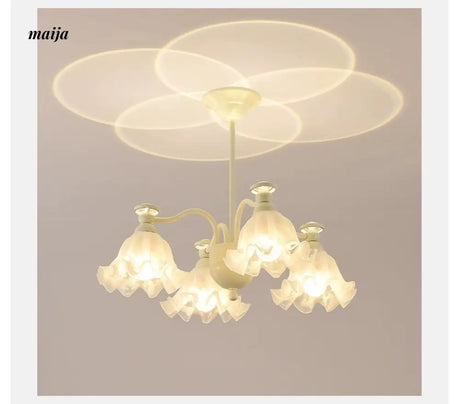 NANCY Cream Glass Chandelier French Retro Style from NANCY