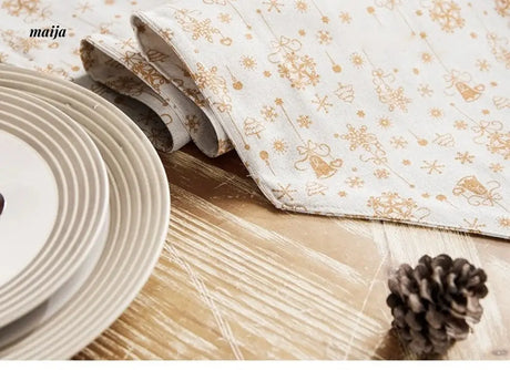 MAN YUE HOME Retro Christmas Dining Tablecloth Hot Gold Design from MAN YUE HOME