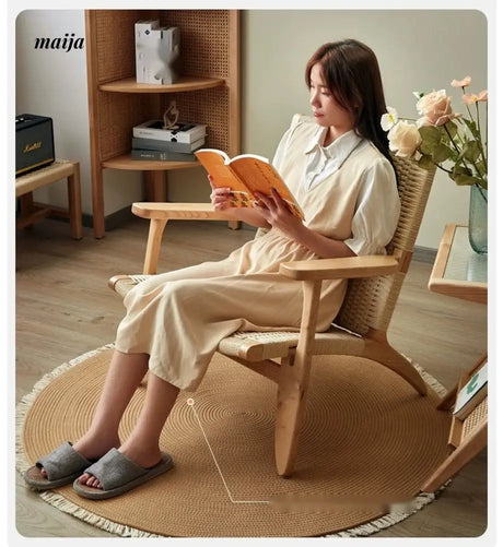 19 DREAM SPACE Solid Wood Rattan Sofa Chair from 19 DREAM SPACE