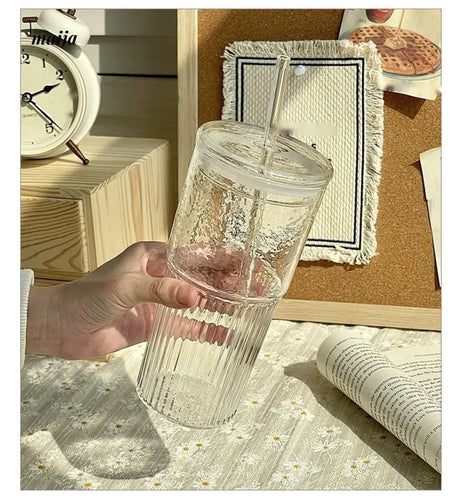 BANKE Large Capacity Glass Cup with Lid and Straw from BANKE