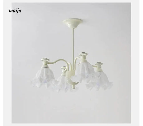 NANCY Cream Glass Chandelier French Retro Style from NANCY