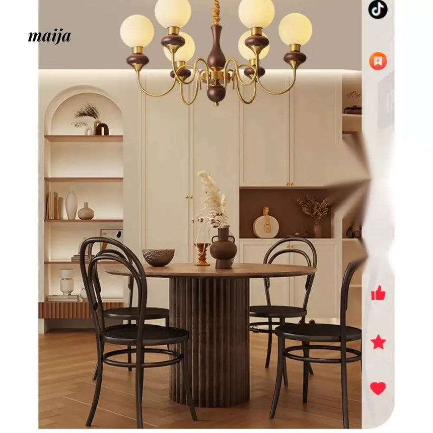 NANCY Retro Walnut Living Room Chandelier Eye Protection from HOBBYTREE