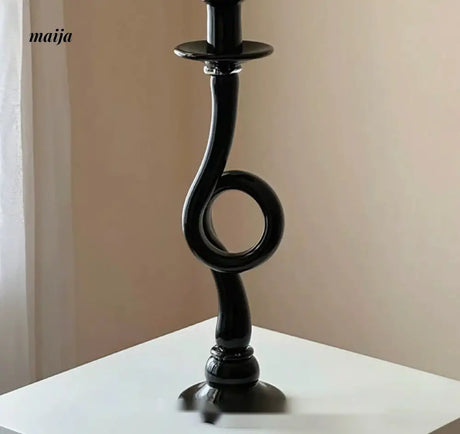 GUIFOU Retro Black Glass Candlestick from GUIFOU