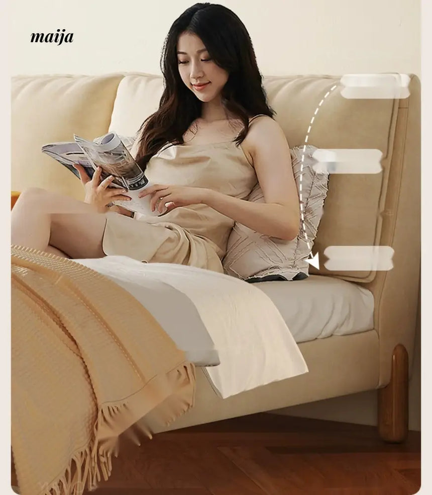 YUMENG Solid Wood Fabric Bed from MEIHOUSE