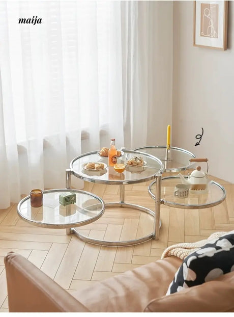 LOWERLEFT Rotating Glass Tea Table from Lower Left