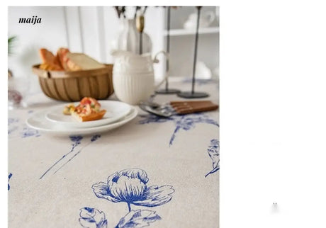 MAN YUE HOME Retro Cotton Tablecloth for Dining or Coffee Table from MAN YUE HOME
