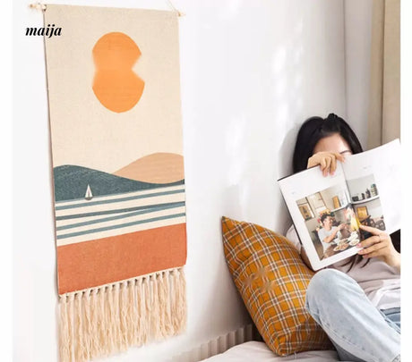MAN YUE HOME Woven Tapestry for Bedroom Canvas Cotton Linen from MAN YUE HOME
