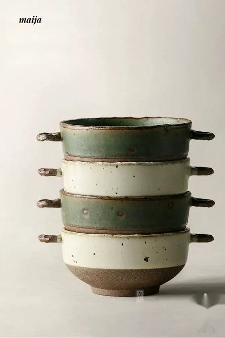 JOTO Rough Pottery Colorful Soup Bowl Japanese Style Tableware from JOTO