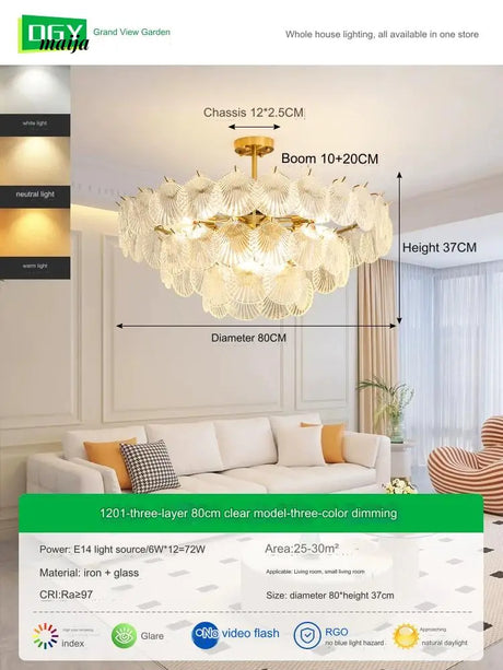 GVG Crystal Scallop Shell Ceiling Lamp from Kaiyashi