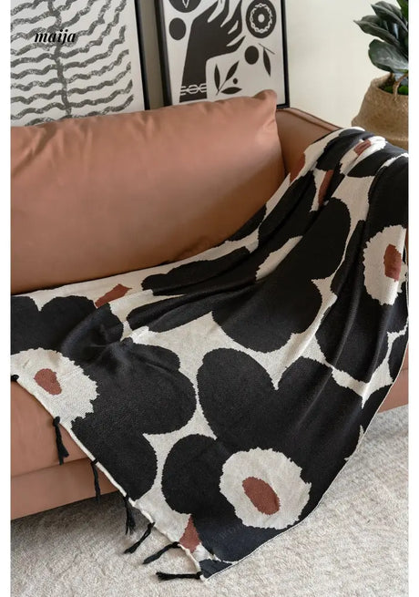 MISTYWOOD Black Sofa Knitted Floral Duvet from MISTYWOOD