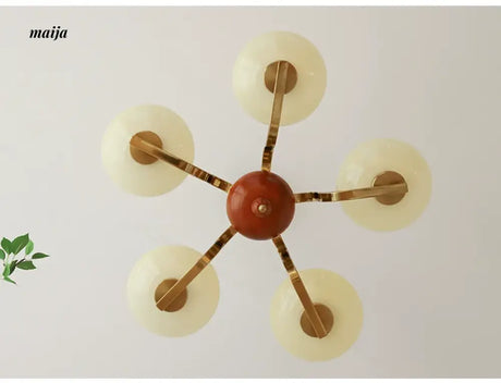 NANCY Teak Chandelier Modern Retro Glass Design from NANCY