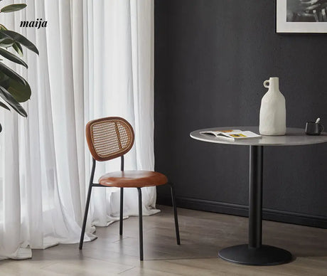Evie Leather Rattan Dining Chair from Ouqi