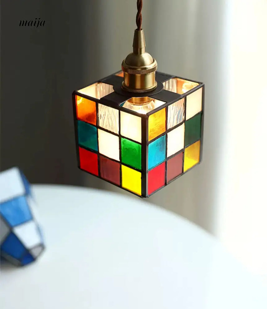 Stained Glass Rubik Glass Pendant Light from maija