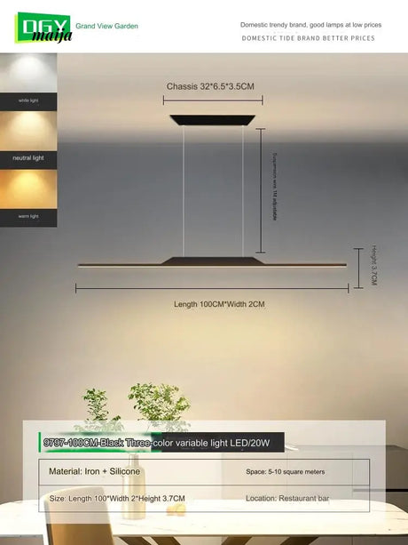 GVG Minimalistic Long Bar Ceiling Lamp from GVG