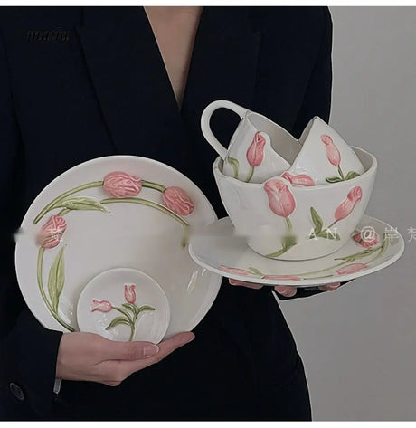 ANFAN 3D Ceramic Tulip Coffee Cup from ANFAN