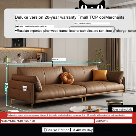 DIPU Mack Cream Minimalist Cowhide Sofa from DIPU