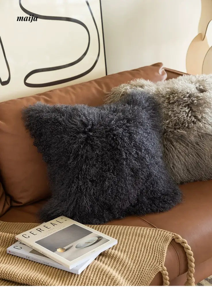 MISTYWOOD Pink Wool Pillow for Living Room from MISTYWOOD