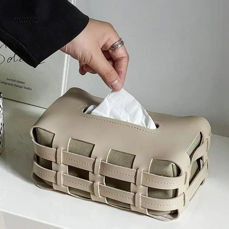 MUYE Leather Hand Woven Tissue Box from MUYE