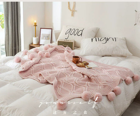 MISTYWOOD Fuchsia Knitted Plush Sofa Duvet from MISTYWOOD