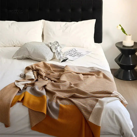 MISTYWOOD Knitted Blanket with Pastel Stripes from MISTYWOOD