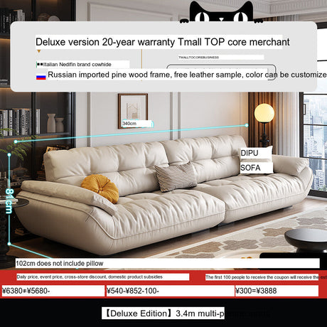 DIPU Cassius Minimalist Cream Leather Sofa from DIPU