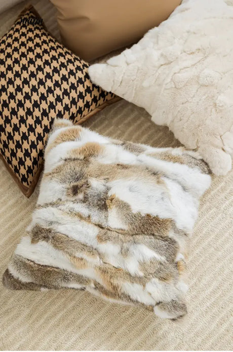 MISTYWOOD Red Rabbit Fur Cushion from maija
