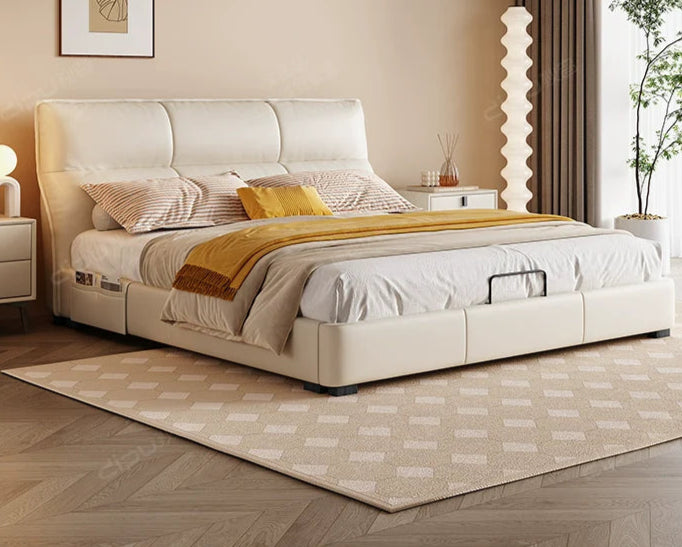 DIPU Dawson Creamy Wind Modern Leather Bed from DIPU