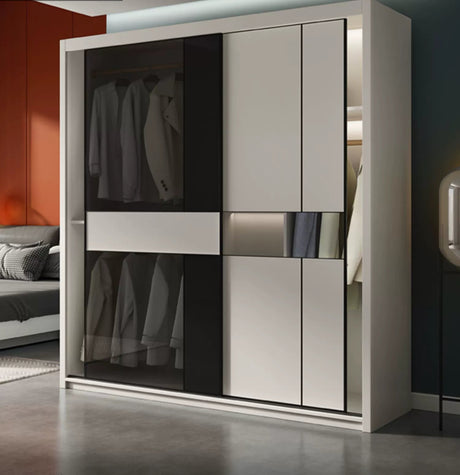 AIWO Lucien Light Luxury Glass Sliding Door Wardrobe from AIWO