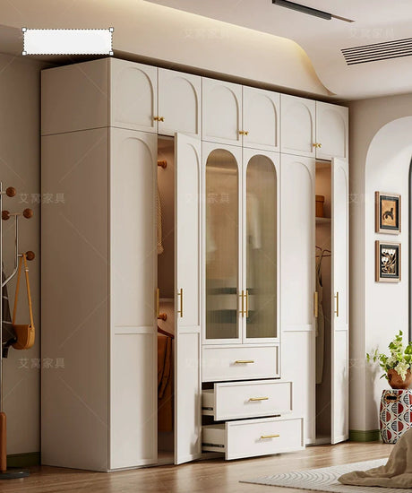AIWO Romy Economical French Cream Wardrobe with Desk Integration from AIWO