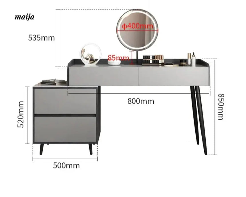 MEIHOUSE Telescopic Scandinavian Dressing Table Modern Bedroom Storage from MEIHOUSE