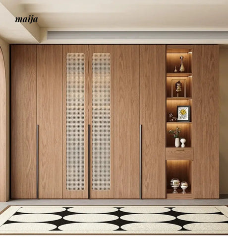 MEIHOUSE Medieval Rattan Glass Door Bedroom Wardrobe Modern Storage from MEIHOUSE
