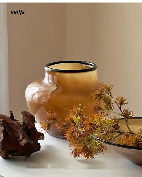 GUIFOU Antique Style Glazed Vase and Tray Set from GUIFOU