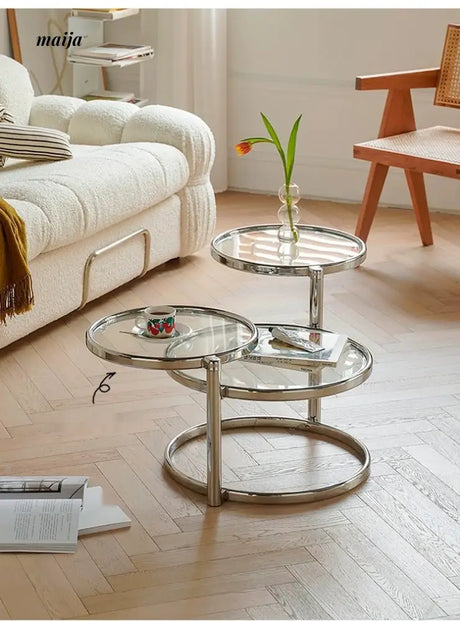 LOWERLEFT Rotating Glass Tea Table from Lower Left