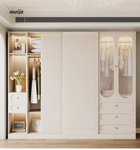 MEIHOUSE French Cream Sliding Door Bedroom Wardrobe Modern Storage from MEIHOUSE