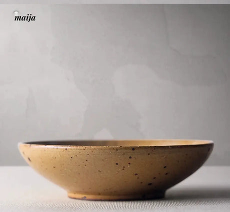 JOTO Eight Year Rough Ceramic Fruit Plate Handmade Retro Dish from MOSE