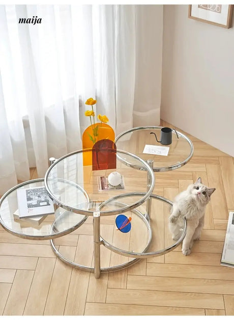 LOWERLEFT Rotating Glass Tea Table from Lower Left