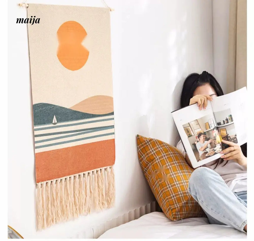 MAN YUE HOME Woven Tapestry for Bedroom Canvas Cotton Linen from MAN YUE HOME