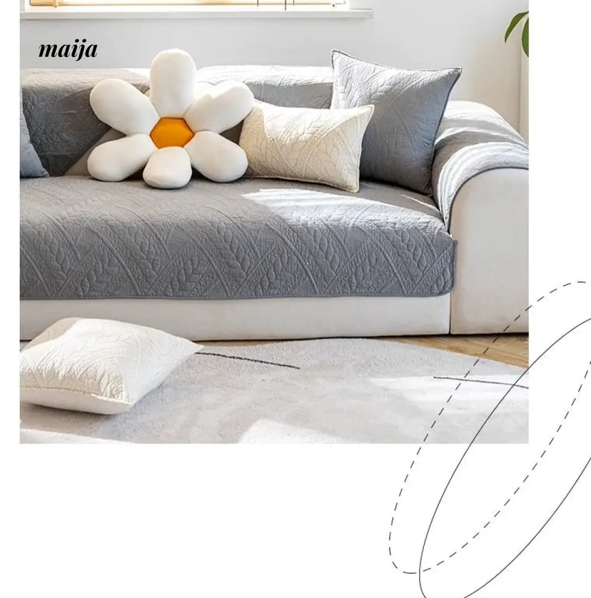 MAN YUE HOME Cotton and Linen Sofa with Scandinavian Scarf Accessory from MAN YUE HOME