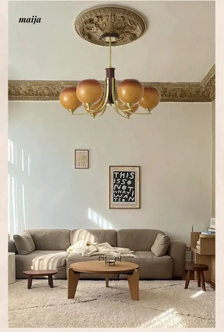 NANCY Copper Walnut Chandelier Art Design from NANCY
