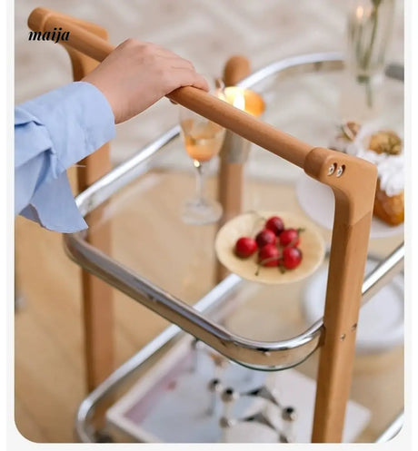 LOWERLEFT Wooden Glass Swivel Cart from Lower Left