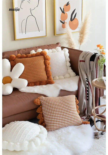 MISTYWOOD Orange Weaved Sofa Pillow from MISTYWOOD